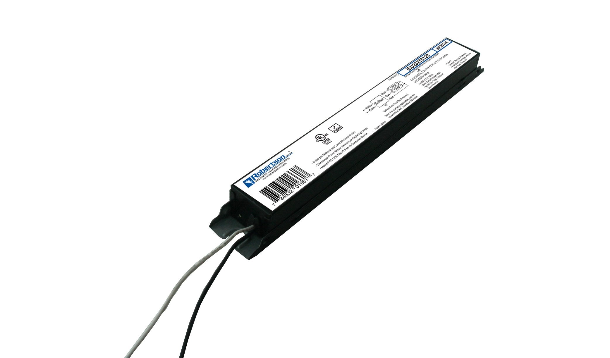 Robertson ISU232T8120 (2P20116) Electronic Fluorescent Ballast, for 1 or 2 T8 Fluorescent Lamps Between 17W-32W (F17T8 - F32T8)